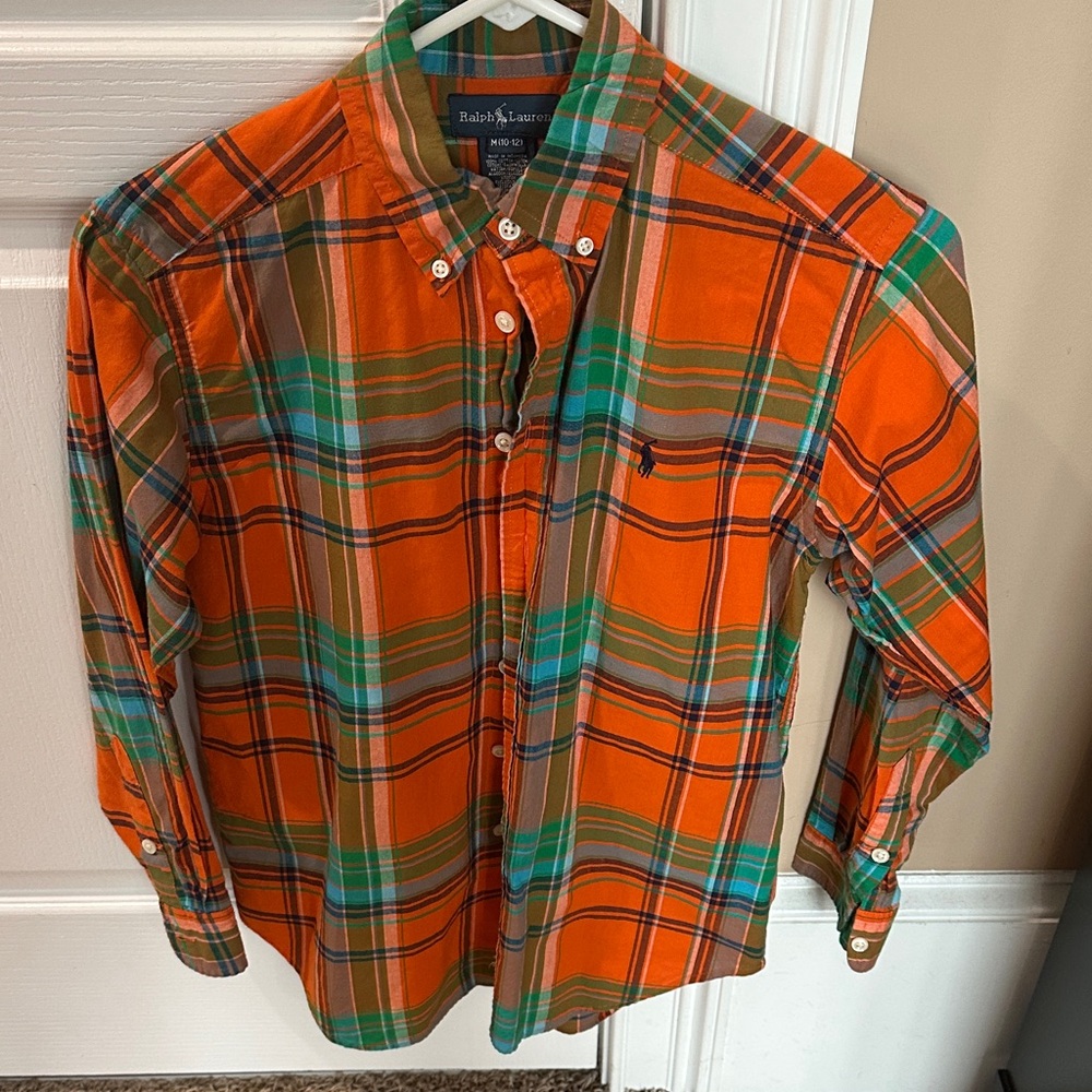Ralph Lauren Boys Multicolor Plaid Button Up Shirt